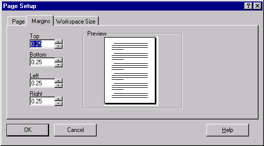 Page Setup Dialog Box - Margins Tab